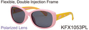 KFX1053PL - Wholesale Kid's Polarized TPE Frame Sunglasses for Girls in Pink