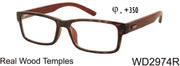 WD2974R - Wholesale Men's Reading Glasses with Real Bamboo Temples in Tortoise