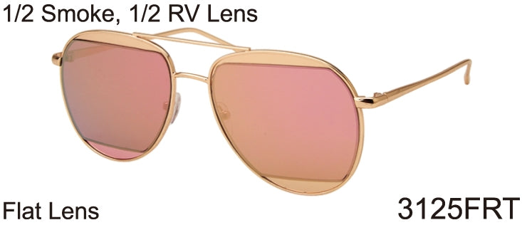 3125FRT - Wholesale Fashion Aviator Sunglasses in Gold