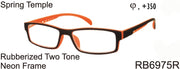 RB6975R - Wholesale Unisex Rubberized Neon Frame Reading Glasses in Orange