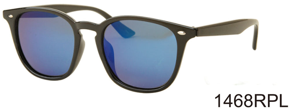 1468RPL - Wholesale Square Keyhole Style Colored Mirror Polarized Sunglasses