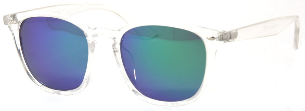 1468RPL - Wholesale Square Keyhole Style Colored Mirror Polarized Sunglasses in Clear