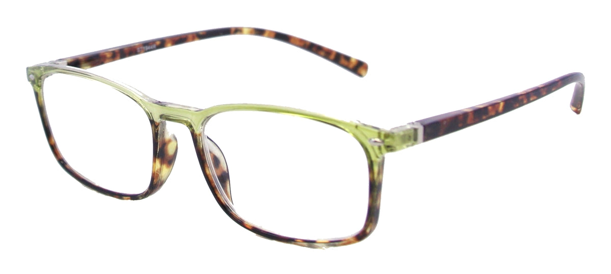 ST1944R - Wholesale Women's Two Tone Pattern Square Reading Glasses in Green