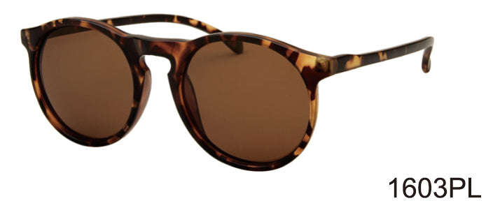 1603PL - Wholesale Round Keyhole Style Polarized Sunglasses in Tortoise