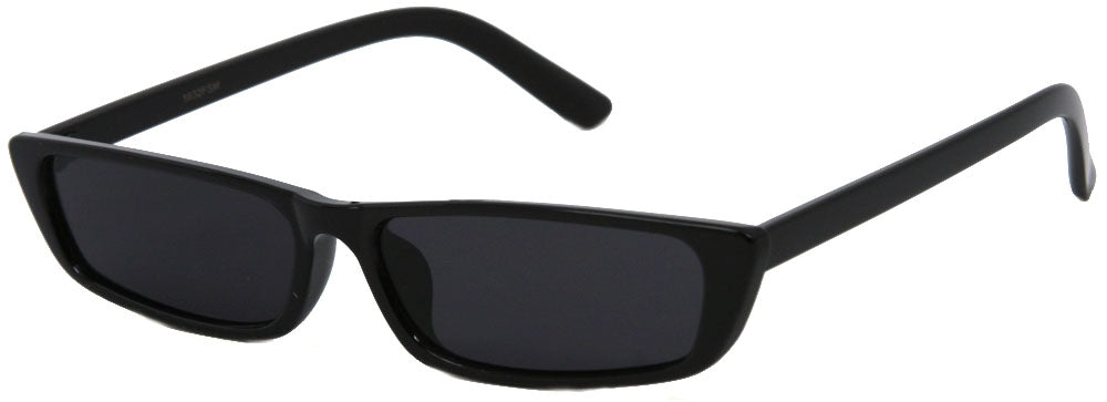 1632FSM -Wholesale Slim and Thin Retro Rectangular Sunglasses in Black