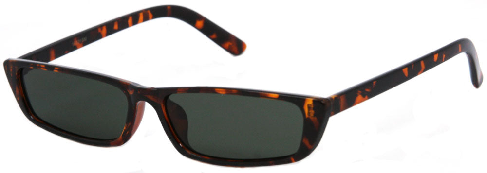 1632FSM -Wholesale Slim and Thin Retro Rectangular Sunglasses in Tortoise