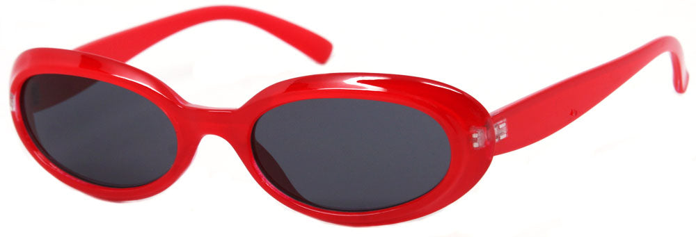 1633SD -Wholesale Women's Slim Oval Retro Sunglasses in Red