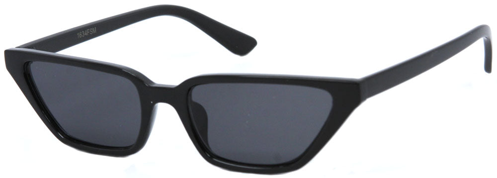 1634FSM - Wholesale Slim Retro Trapezoid Cat Eye Sunglasses in Black