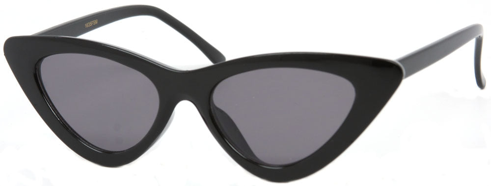 1635FSM - Wholesale Slim & Thin Cat Eye Sunglasses in Black
