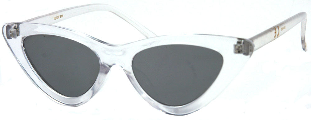 1635FSM - Wholesale Slim & Thin Cat Eye Sunglasses in Clear