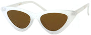 1635FSM - Wholesale Slim & Thin Cat Eye Sunglasses in White