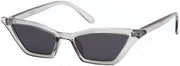 1636FSD - Slim Pointy Cat Eye Flat Lens Sunglasses in Grey