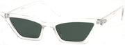 1636FSD - Slim Pointy Cat Eye Flat Lens Sunglasses in Clear