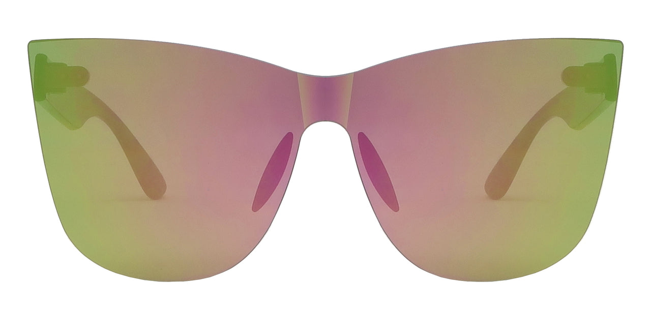 1687RVTM - Wholesale Women's CatEye Rimless Shield Fashion Sunglasses