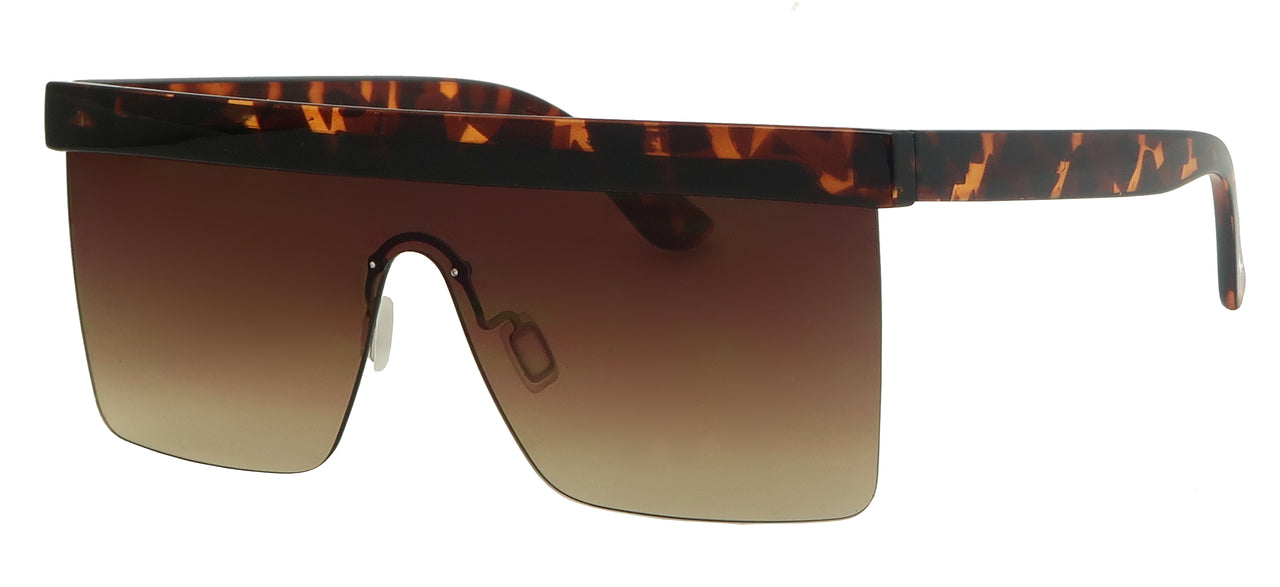 1691FTM - Wholesale Women's Half Rim Square Shield Fashion Sunglasses