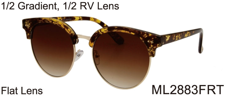 ML2883FRT - Wholesale Fashion Round Browline Sunglasses in Brown