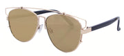 2191FRV - Wholesale Fashion Color Mirror Flat Top Sunglasses in Gold