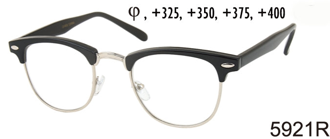 5921R - Wholesale Men's Classic Club Style Reading Glasses in Black
