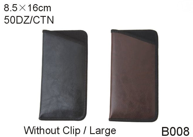 B008 - Wholesale Leatherette Sleeve Pouch for Large Eyeglasses in Black & Brown