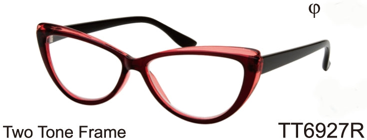 TT6927R - Wholesale Women's Sharp Cat Eye Fashion Reading Glasses in Red