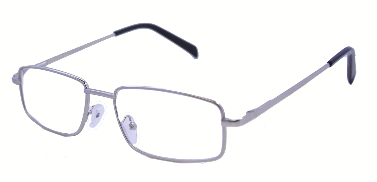 DST9983R - Wholesale Men's Rectangular Half Eye Reading Glasses in Silver
