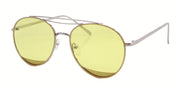 3132FCRL - Wholesale Double Bar Aviator Sunglasses with Colored Flat Lens in Silver