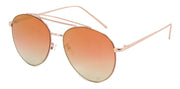 3136FTRV -Wholesale Women's Color Mirrored Aviator Style Sunglasses in Rose Gold