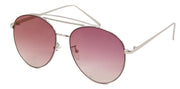 3136FTRV -Wholesale Women's Color Mirrored Aviator Style Sunglasses in Silver