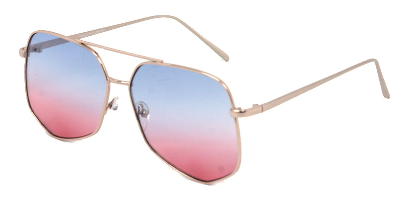3139FTM - Wholesale Retro Hexagonal Flat Lens Sunglasses in Silver