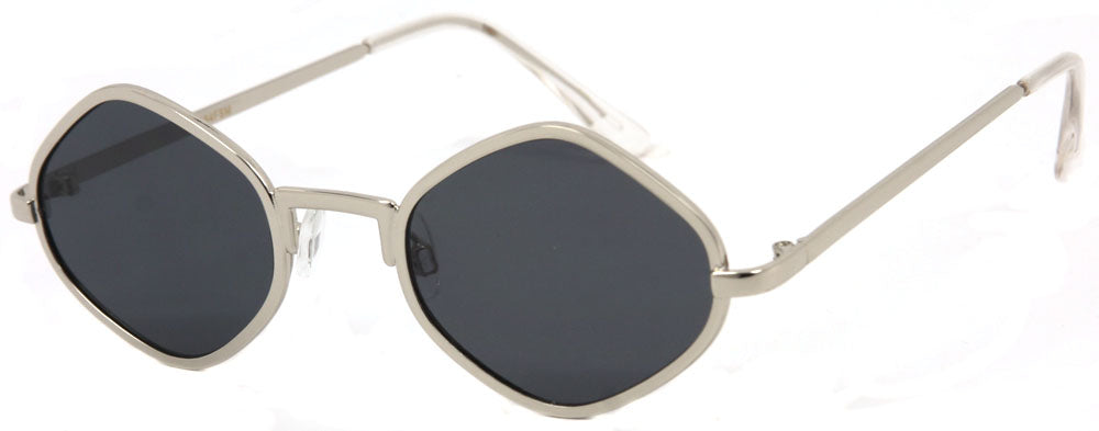 3154FSM - Wholesale Retro Geometric Hexagonal Sunglasses in Silver