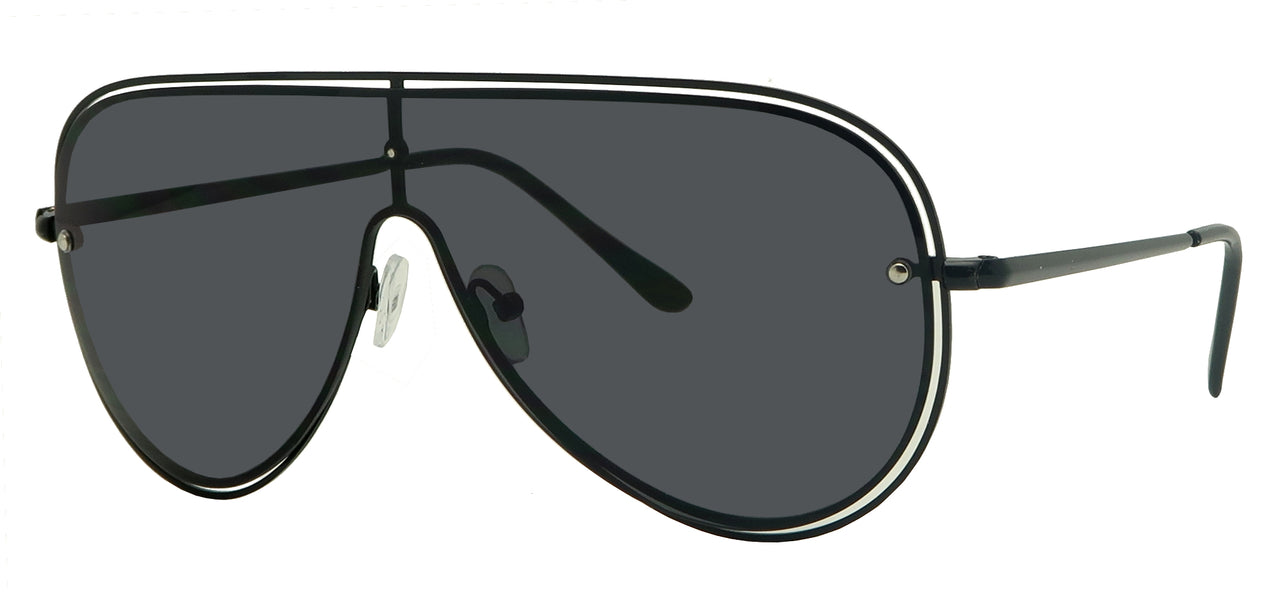 3174RVTM - Wholesale Unisex Aviator Shield Outer Rim Fashion Sunglasses