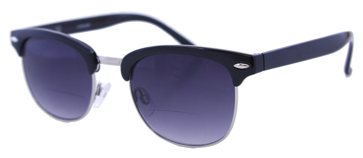 ST9943SBF - Wholesale Classic Club Style BiFocal Reading Sunglasses in Black