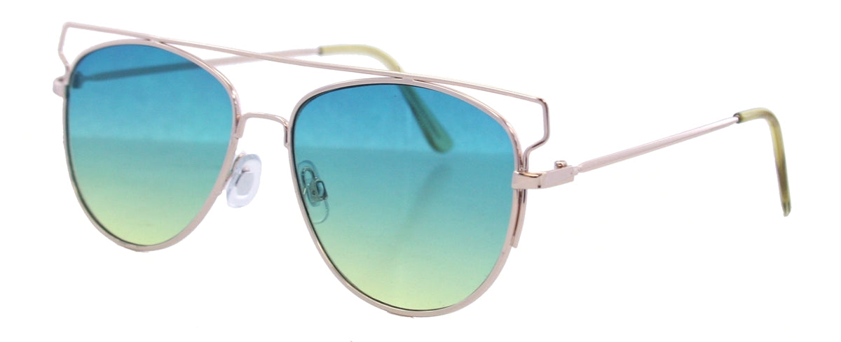 2192FTM - Wholesale Fashion Metal Flat Top Sunglasses in Gold