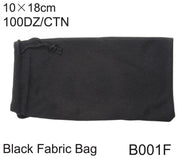 B001F - Wholesale Black Fabric Drawstring Pouch for Sunglasses