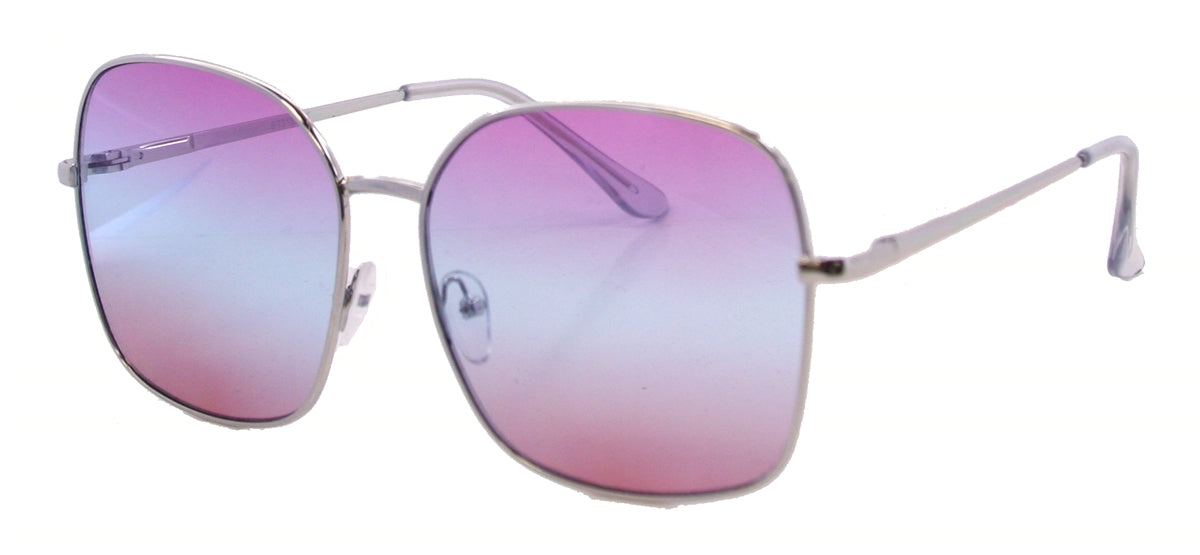 ST3135TT - Wholesale Women's Oversized Square Style Three Toned Lens Sunglasses in Silver
