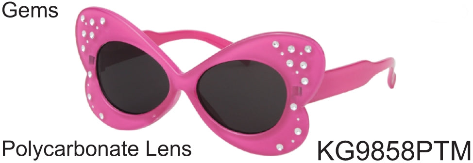 KG9858PTM - Wholesale Kids Butterfly Sunglasses with Gems