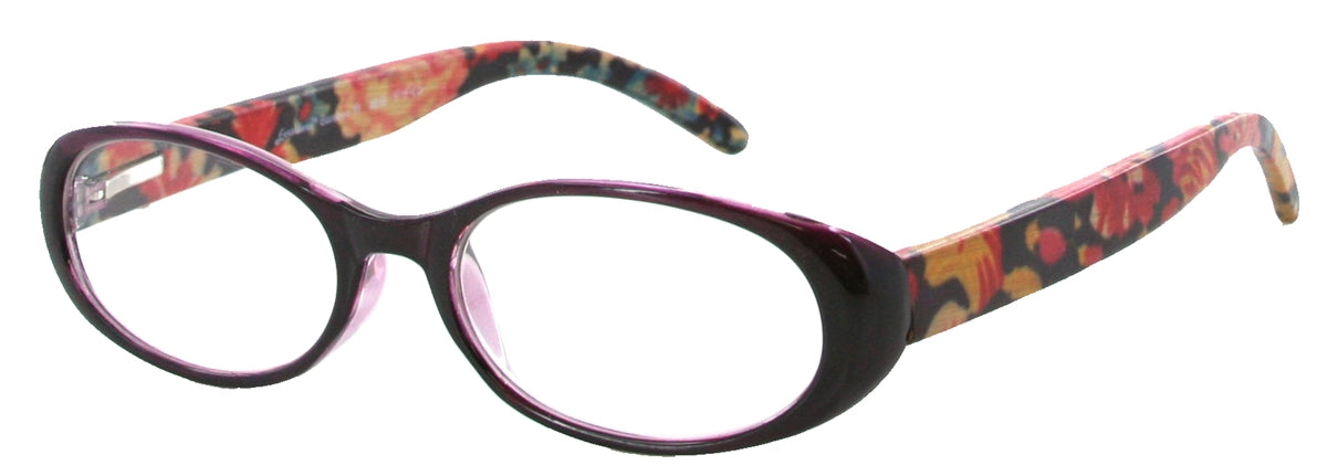 WD2982R - Wholesale Women's Oval Reading Glasses with Real Bamboo Temples in Black