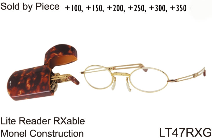 LT47RxG - Wholesale Optical Grade RX-able Folding Reading Glasses with Case in Gold