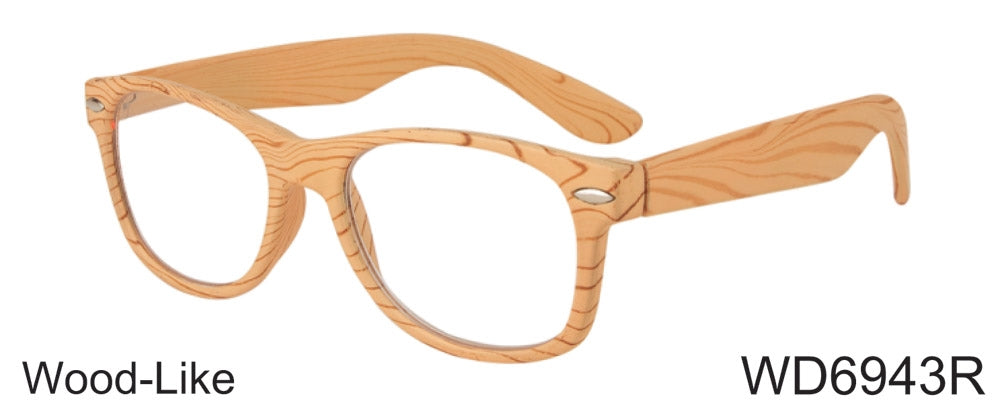 WD6943R - Wholesale Wood Like Texture Unisex Reading Glasses in Tan