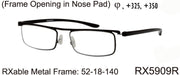 RX5909R - Wholesale Men's Rxable Metal Reading Glasses in Black