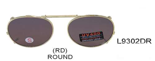 L9302DR - Wholesale Clip On/Large Round 52mm Sunglasses