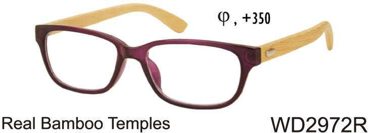 WD2972R - Wholesale Women's Reading Glasses with Real Bamboo Temples in Purple