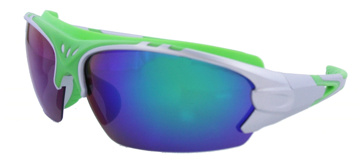 DB8657RPL - Wholesale Katalyst Double Injection Sport Sunglasses in Green/Grey