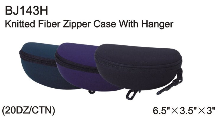 BJ143H - Wholesale Black Knitted Fiber Zipper Case with Plastic Hook