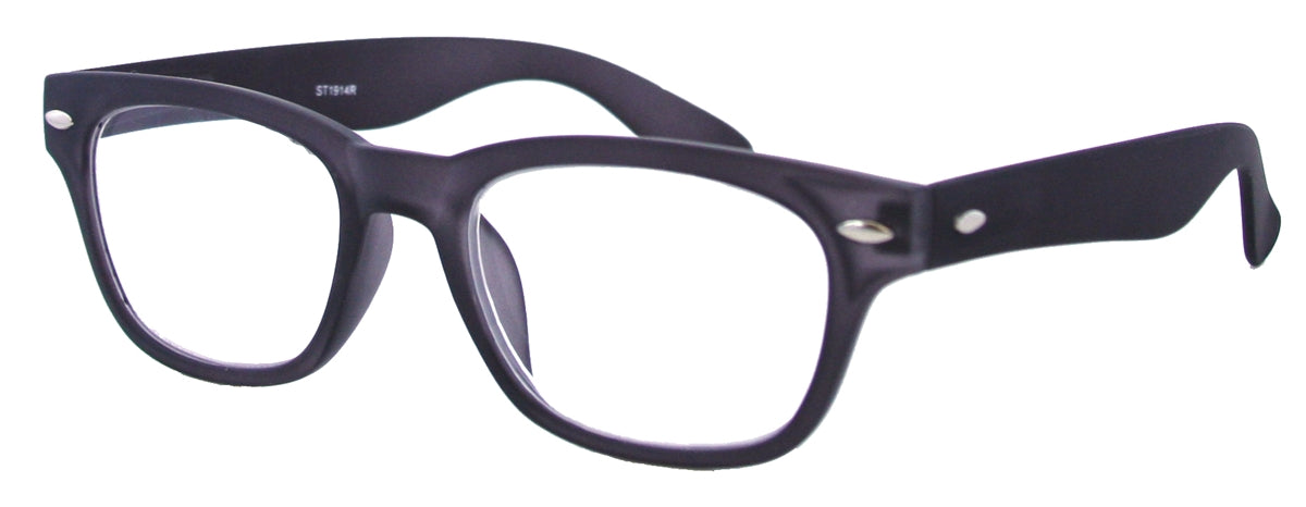 ST1914R - Wholesale Unisex Rubberized Rectangular Reading Glasses in Grey