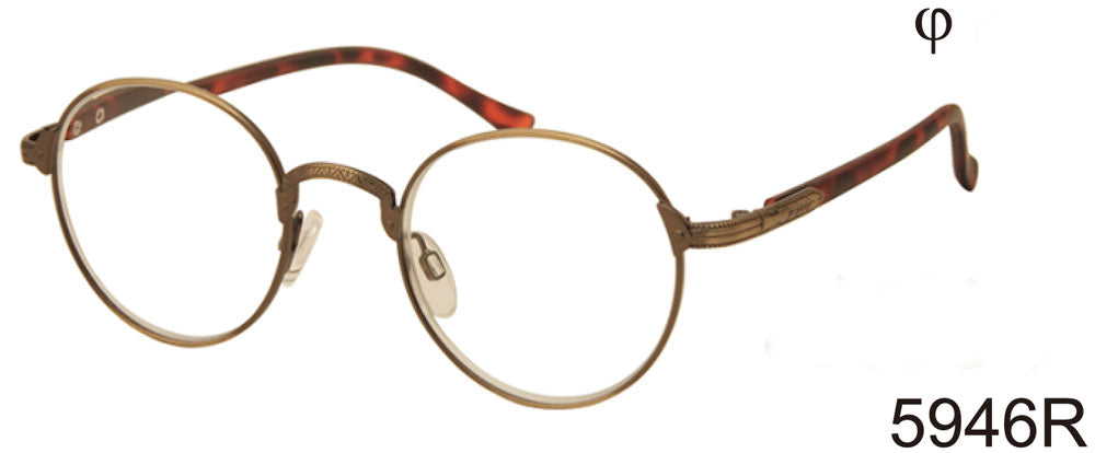 5946R - Wholesale Unisex Round Metal Reading Glasses