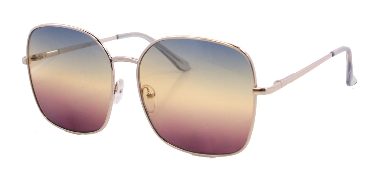 ST3135TT - Wholesale Women's Oversized Square Style Three Toned Lens Sunglasses in Gold