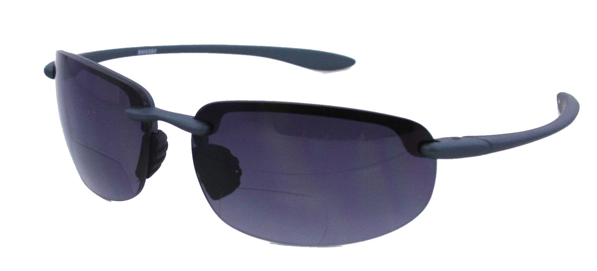 8906SBF - Wholesale Men's Rimless Rectangular Sport Style Bifocal Reading Sunglasses in Black