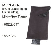 MF704TA -  Wholesale Black Microfiber Carrying Pouch with Adjustable Bead & String