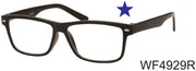 WF4929R - Wholesale Bargain Unisex Rectangular Reading Glasses in Black